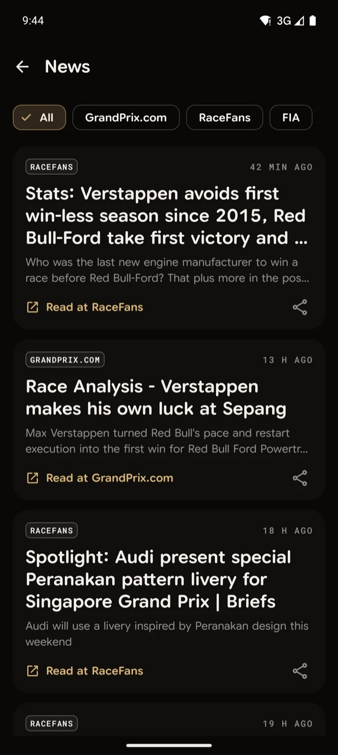 Team 44 on Android: the F1 news feed